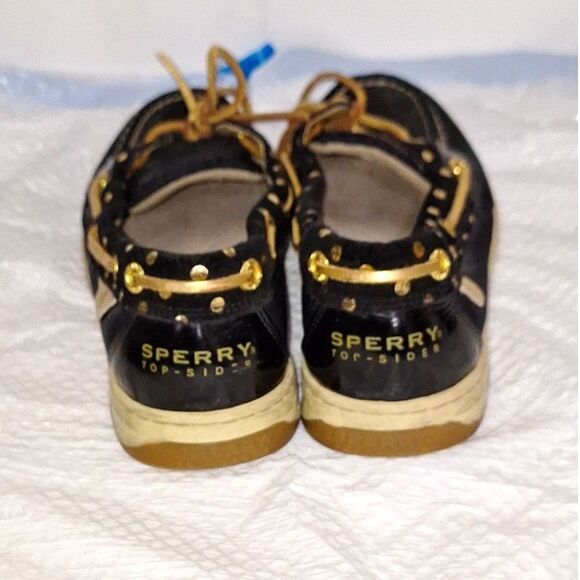 Sperry Top Sider Women's Boat Shoes Flats Nautical Comfort Black and Gold 8M - Picture 4 of 9